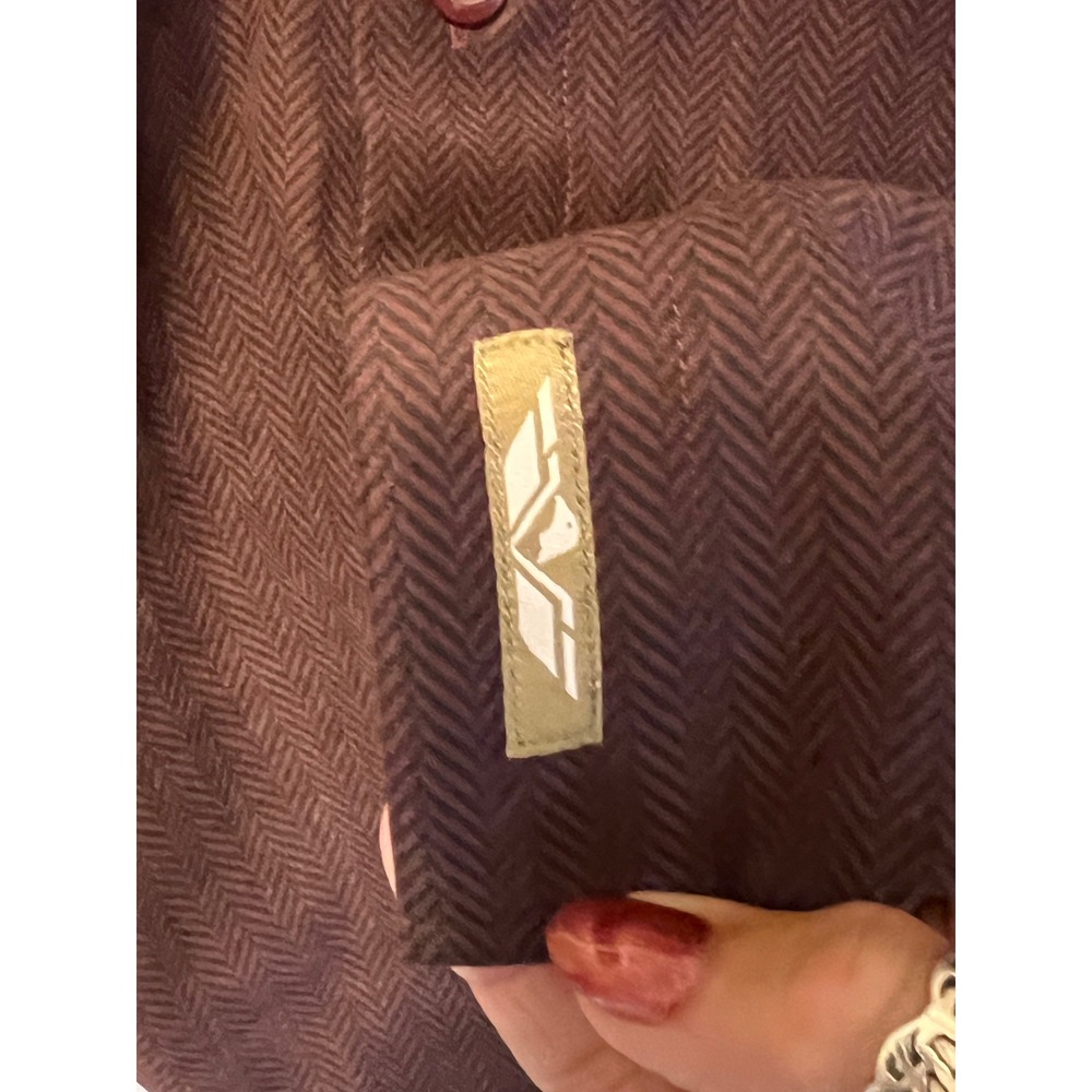 Natural Issue Brown Herringbone Button Front Shir… - image 4